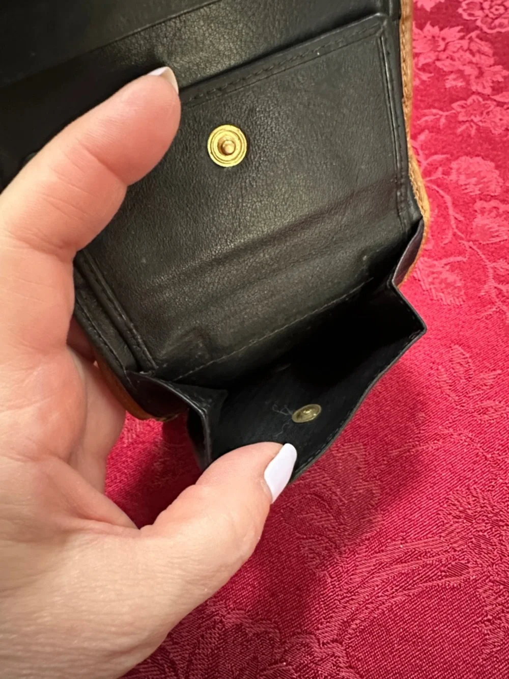 Celine Black & Brown Leather Bifold Compact Wallet W/ Snap - Picture 10 of 11